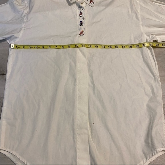 Vintage Capacity Embroidered Snowman Shoulder Pad Button Up Shirt, White, Med - Picture 14 of 14